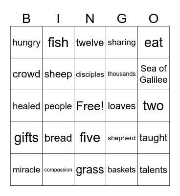 Jesus Fed the People Bingo Card