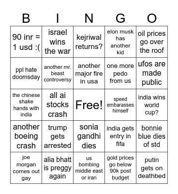 2026 Bingo Card