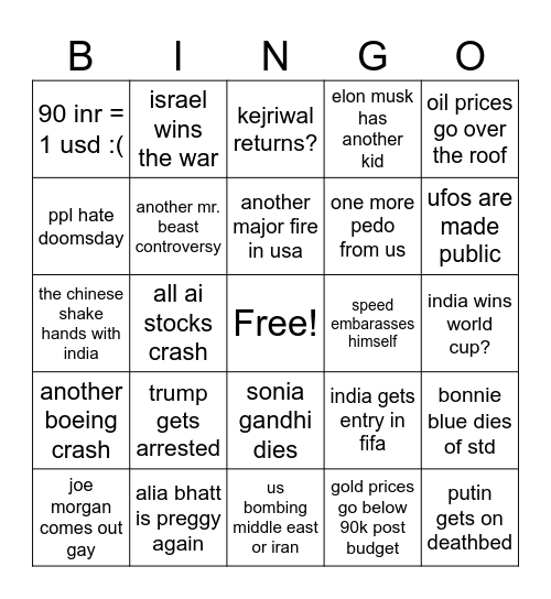 2026 Bingo Card