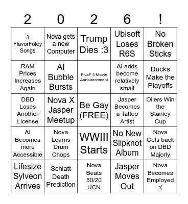 2026! Bingo! Bingo Card