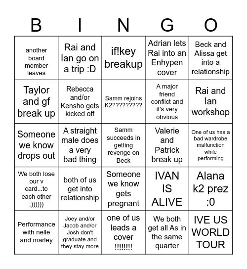 RaIan 2026 Bingo Card