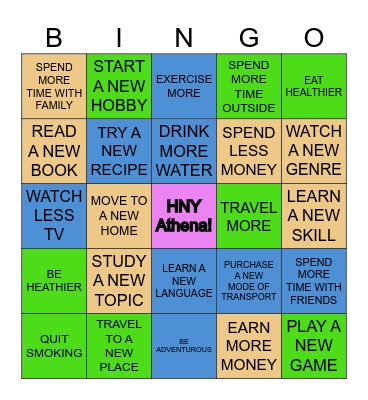 ATHENA'S NEW YEAR BINGO Card