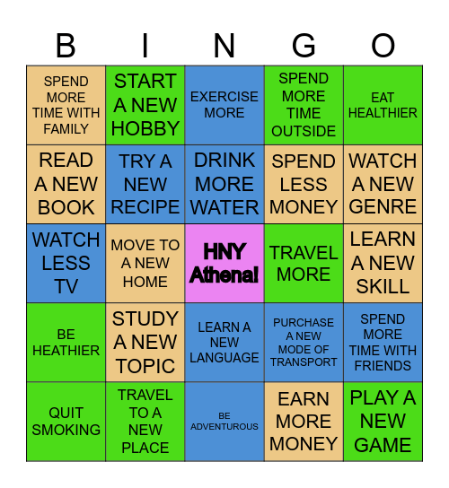 ATHENA'S NEW YEAR BINGO Card