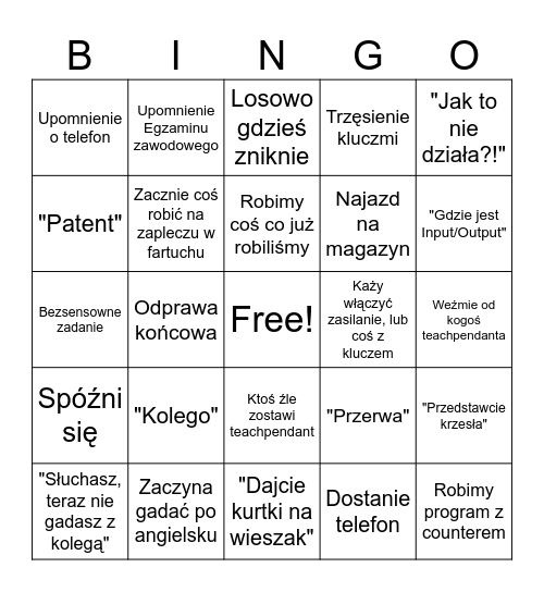 Nowak bingo Card