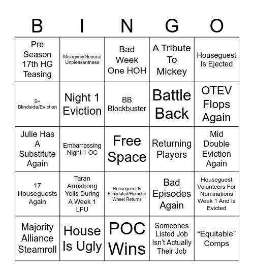 BB28 Bingo Card