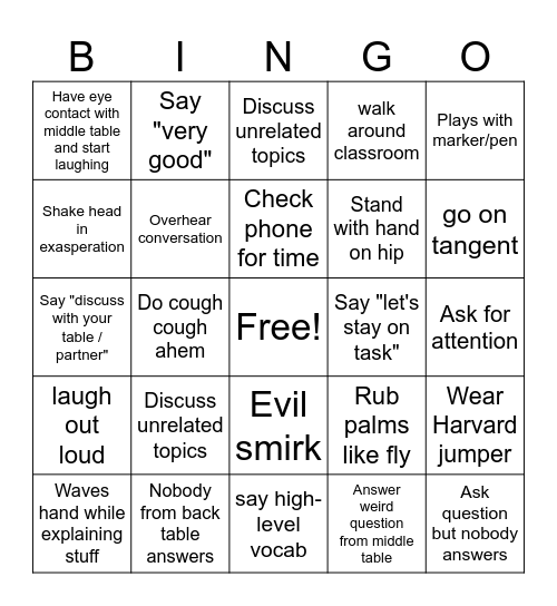 Greig Bingo Card