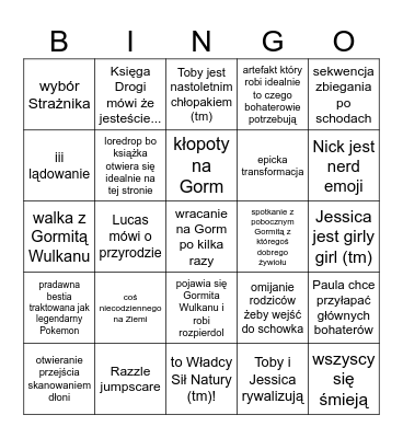 Gormiti (2009) odcinek bingo Card