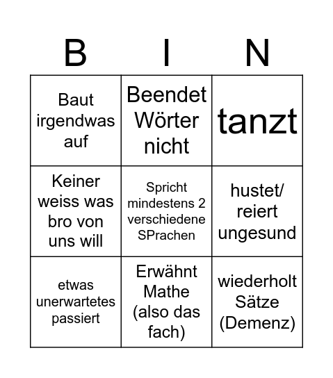 Herr Dargatz Bingo (7.1.) Bingo Card