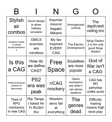 CAG Discourse Bingo Card