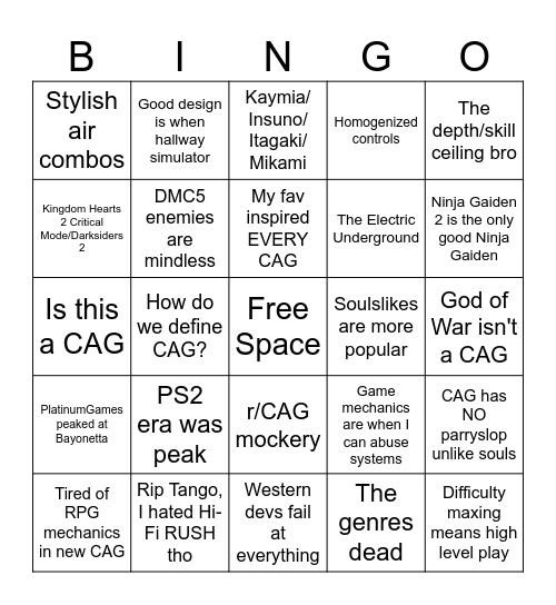 CAG Discourse Bingo Card