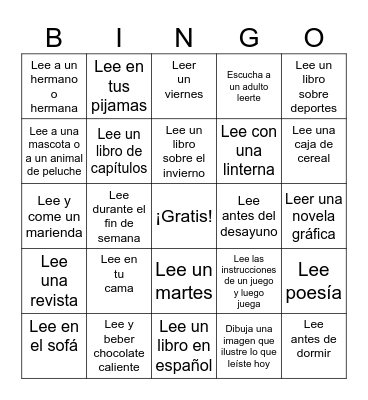 January Reading Bingo Card