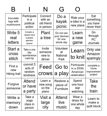 2026 Bingo Card