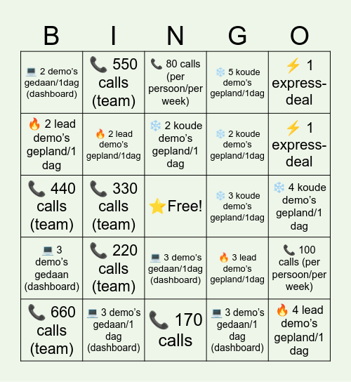 Bingo Challenge Bingo Card