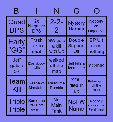 Marvel Rivals Bingo Card