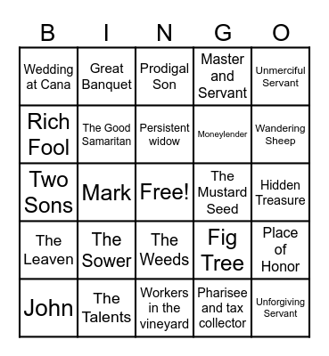 4 Gospels Bingo Card
