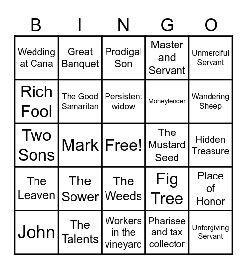 4 Gospels Bingo Card