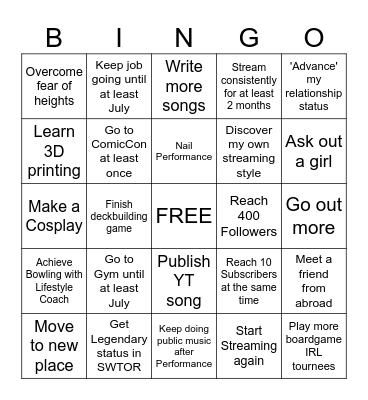 My Resolutions 2026 Bingo Card