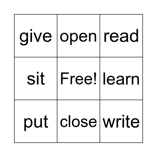 classroom language Bingo Card