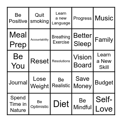 New Year New Me (contact center) Bingo Card