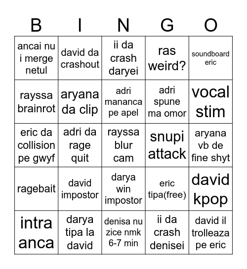 kiko Bingo Card