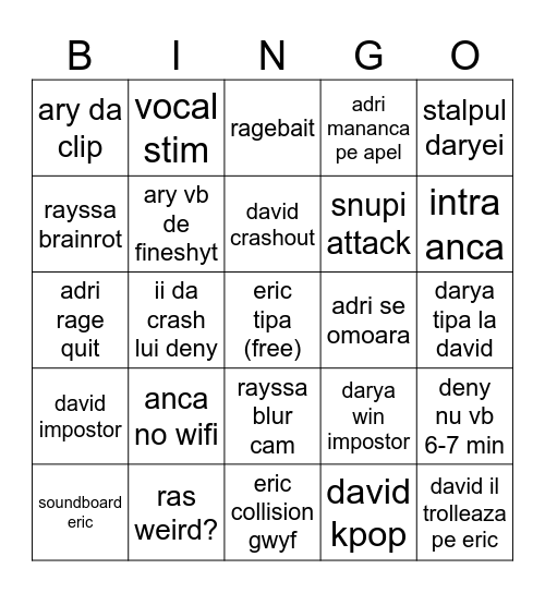 kiko Bingo Card