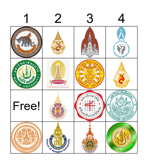 UNIVERSITY Bingo Card