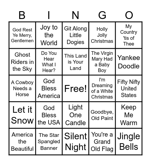 Choir BINGO Card