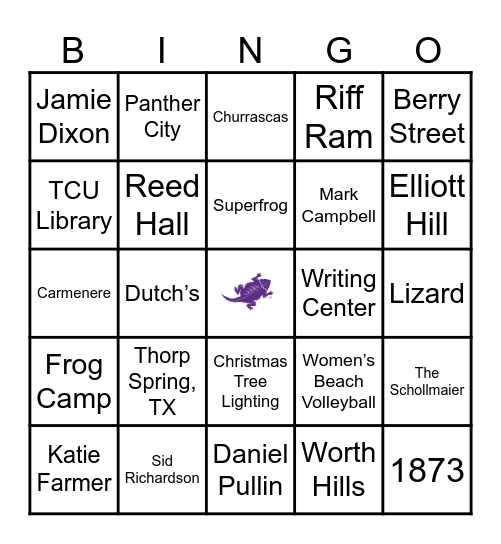 TCU BINGO! Bingo Card