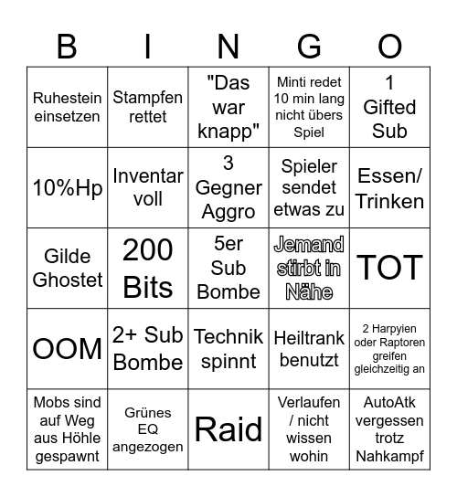 Chihuahua WoW Bingo Card