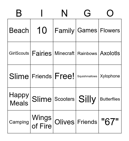 Birthday Bingo Card