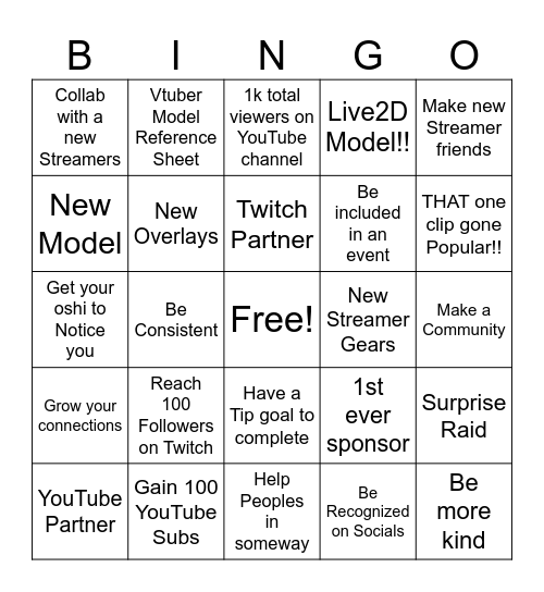 2026 Bingo Goals Bingo Card