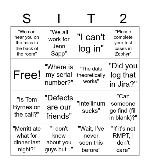 CK SIT2 Bingo Card Bingo Card