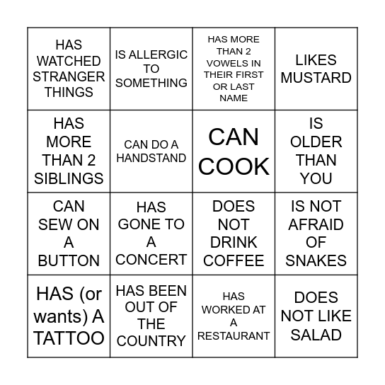 HUMAN SCAVENGER HUNT - AFTER WINTER BREAK Bingo Card