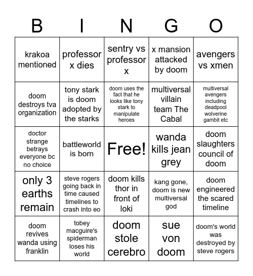 doomsday prediction bingo Card