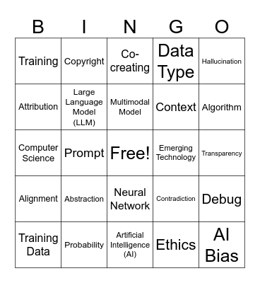 Computer Science AI Vocabulary Bingo Card