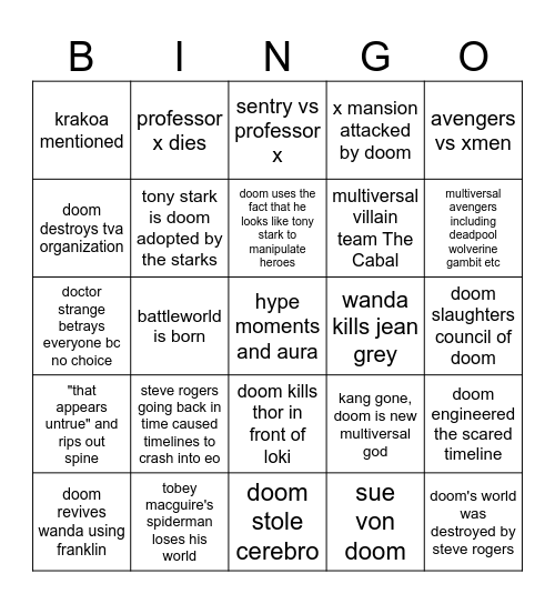 doomsday prediction bingo Card