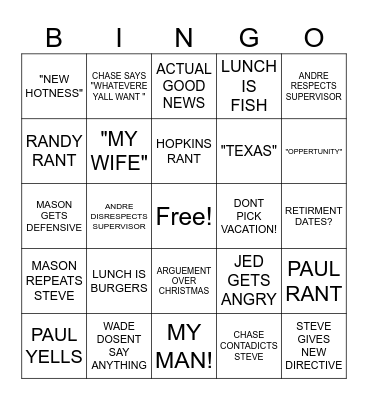 OC MEETING Bingo Card