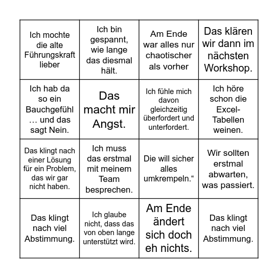 Change Management Bingo Card