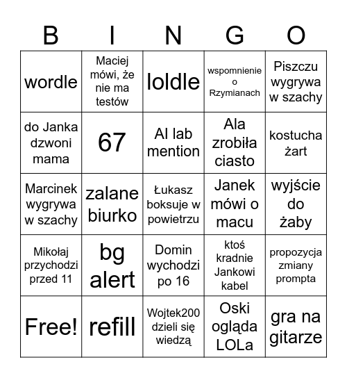 Bjurowe Bingo Card
