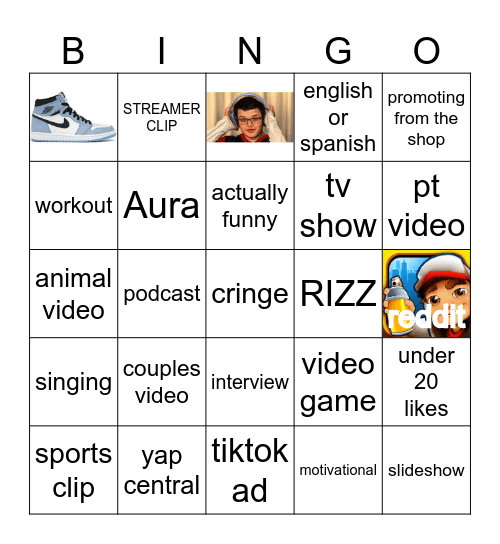 TikTok bingo Card