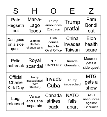 Says Who SHOEZ! Bingo Card