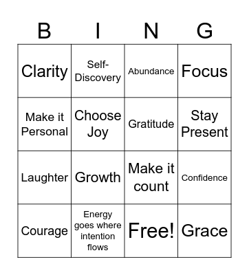 New Year New Me Bingo Card
