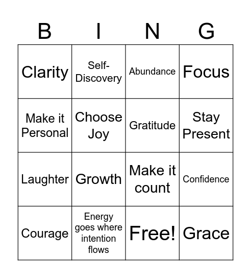 New Year New Me Bingo Card