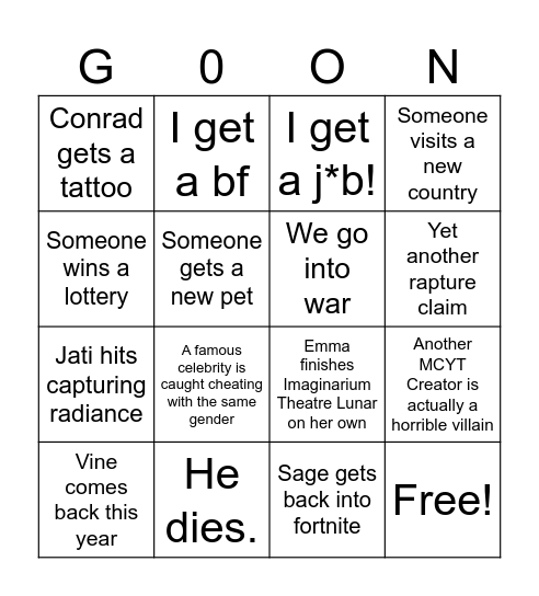 Discord Server Bingo Card