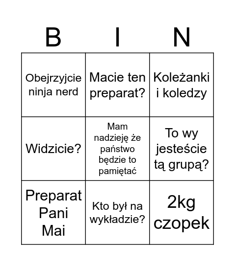 Patomorfa z sekitą Bingo Card