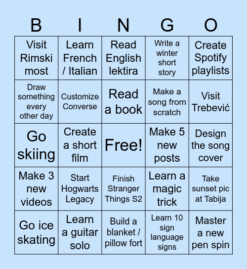 Winter bingo Card
