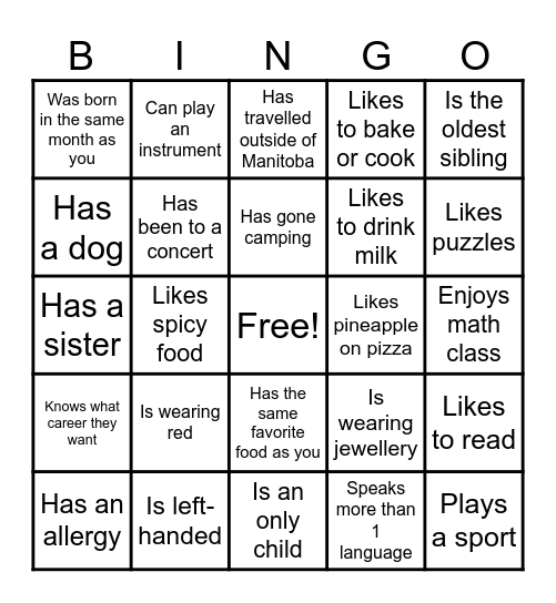 Find Someone Who Bingo Card