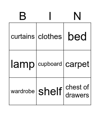 Let's play house Bingo! Bingo Card