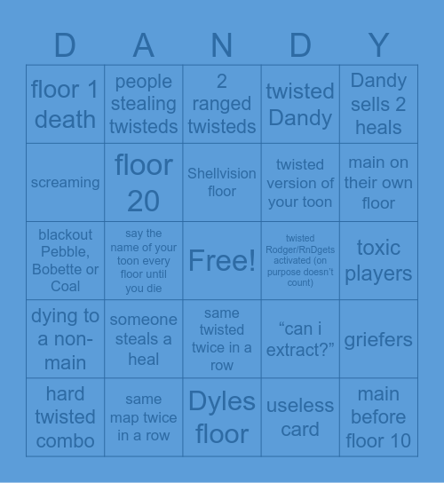 Dandy’s World Bingo Card