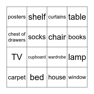 Let's play house Bingo! Bingo Card